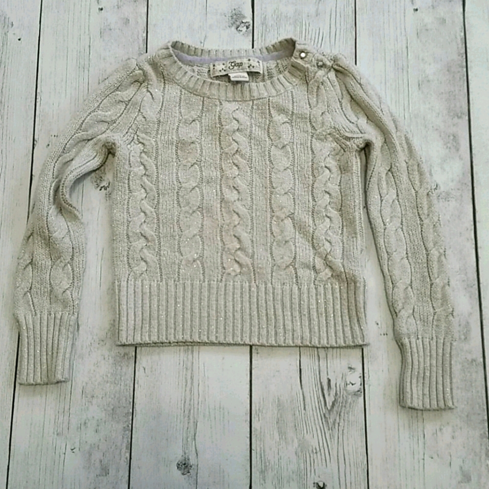 Gap Girls 4/5 Cable knit sweater with gold flecks